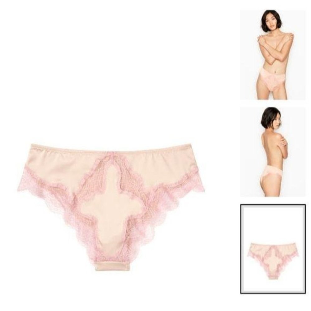 NWT Victoria's Secret Luxe Satin Lace Thong High Waist Panty